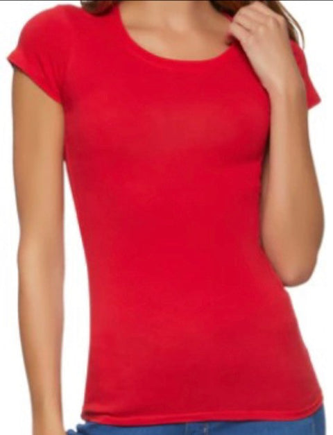 H 3001 Premium Women Fitted 95% Soft Cotton 5% Elastin, Short Sleeve Crew neck T-Shirt